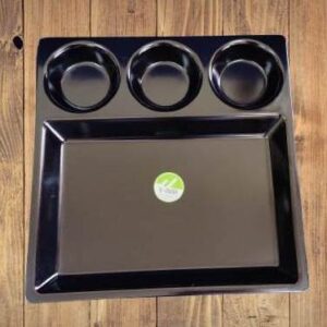 Melamine Mess Tray 4 Partition Black