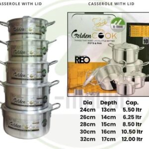 Aluminium Casserole with Lid 10 Piece Set