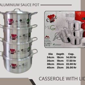 Aluminium Casserole with Lid 8 Piece Set